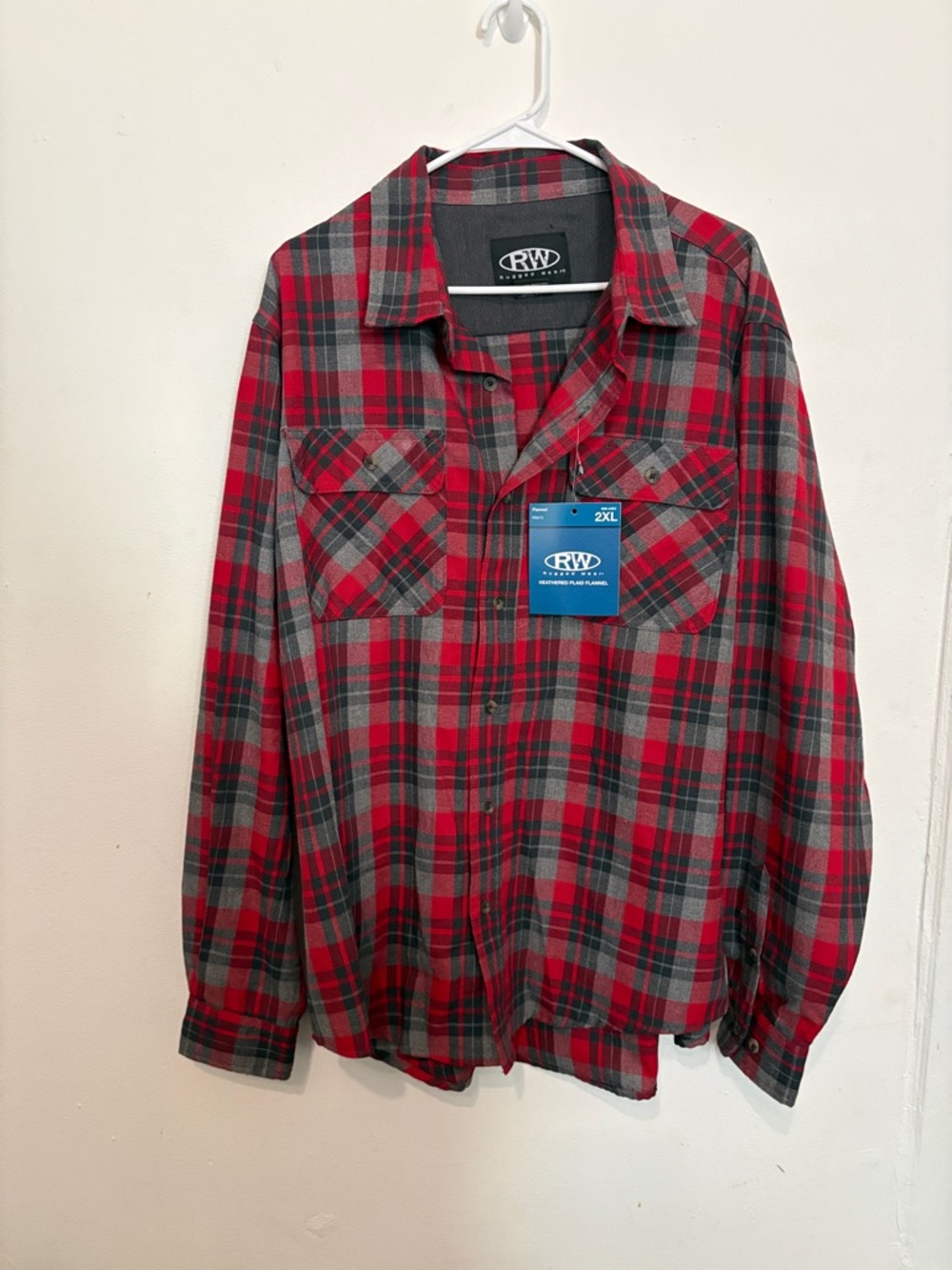 RW&CO. Red and Gray Plaid Men's Button-Down Shirt